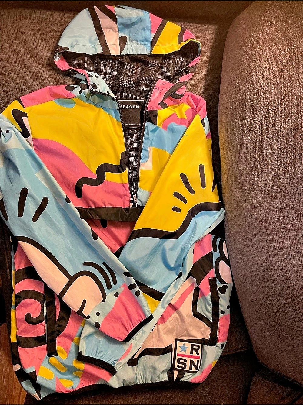 Reason Men's Abstract Windbreaker Size Large Like New